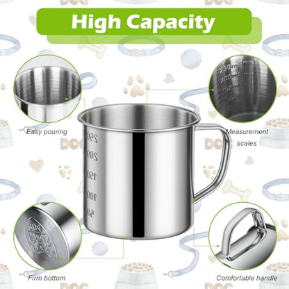 2 Pcs Dog Food Scoop 1 Cup,304 Stainless Steel Measuring Cups with Handle Pet Food Scoop Cup Measuring Scoop for Dogs, Cats, Birds & Rabbits – Ideal for Dry Food & Treats (1 CUP) - size: 1 CUP