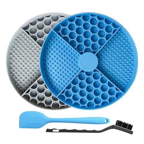 Premium Silicone Pet Licking Mat for Dogs and Cats - Slow Feeder Plate for Anxiety Relief, Anti-Slip Suction Cup, Easy Clean, Perfect for Summer Enrichment & Grooming (Round) - color: Round