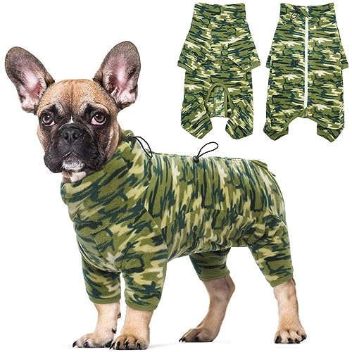 ROZKITCH Camouflage Dog Winter Coat Soft Fleece Pullover Pajamas, Pet Windproof Warm Cold Weather Jacket Vest with Luminous Zipper, Jumpsuit Apparel Outfit Clothes for Small Medium Large Dog Camo M - color: Camo Green, size: M
