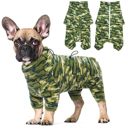 ROZKITCH Camouflage Dog Winter Coat Soft Fleece Pullover Pajamas, Pet Windproof Warm Cold Weather Jacket Vest with Luminous Zipper, Jumpsuit Apparel Outfit Clothes for Small Medium Large Dog Camo M - color: Camo Green, size: M