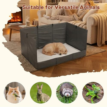 Foldable Dog Litter Box with High Walls, Waterproof Indoor Dog Potty Tray with 4-Inch Baffle, 33.5"×23.6"×15.9" Dogs Pee Pad Holder for Puppies Small and Medium Dogs