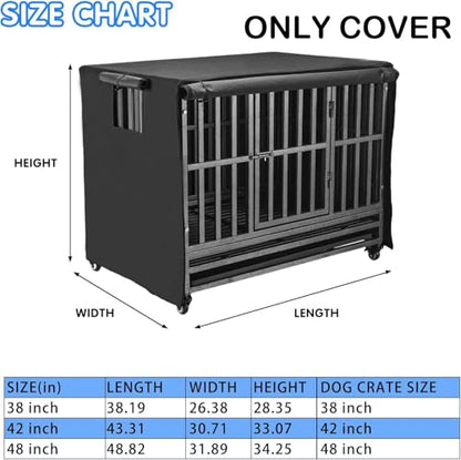 38 inch Heavy Duty Dog Crate Covers Durable 600D Polyester Insulated Dog Kennel Cover Soundproof Windproof Rainproof Shading Fit for Wire Dog Cage Covers with Breathable Side Window ( ONLY COVER) - size: Fit 38 inch Crate(38.19L x 26.38W x 28.35H inch)