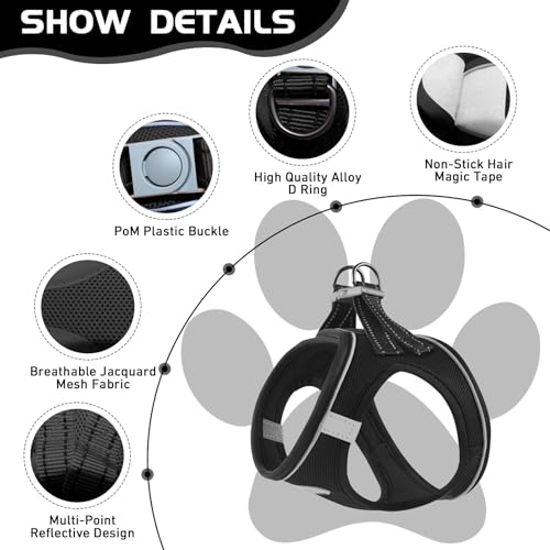 Soft Mesh Dog Harness and Leash Set, No Pull Puppy Harness and Leash Set, Reflective Step in Harness for Small Medium Dogs, Easy Walk Escape Proof Vest Harnesses (Black, S) - color: Black, size: S