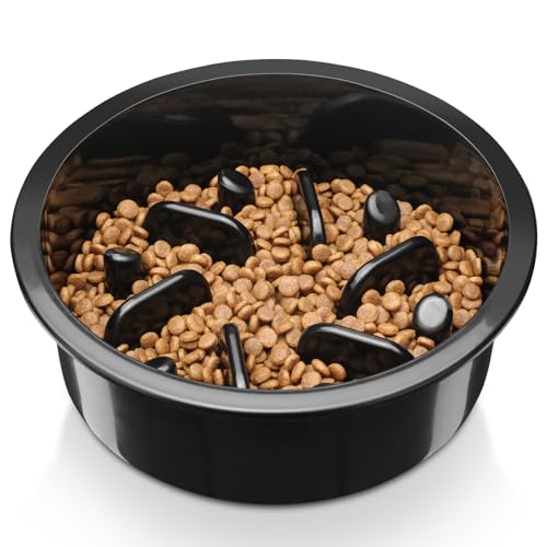 COMESOON Slow Feeder Dog Bowl, Slow Down Eating Anti-Choking Bloat Stop Maze Design Dog Dishes Fit for COMESOON Bowl Stand DB-G03/DB-B03, Black - color: Slow feeder bowl