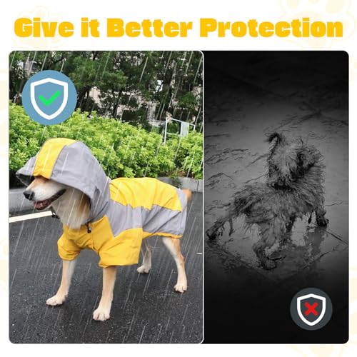 Dog Raincoat, Water Resistant, Adjustable, Cool Design (Yellow, Medium) - color: Yellow, size: Medium