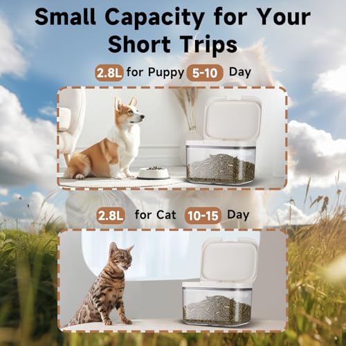 LivLab Mker Pet Food Storage Container 5 lbs Airtight Dog/Cat Food Container with Measuring Cup, BPA Free, Rice & Flour Storage Container for Dog Treats and Cat Food (3 lbs), White - color: (D980)-2.8L