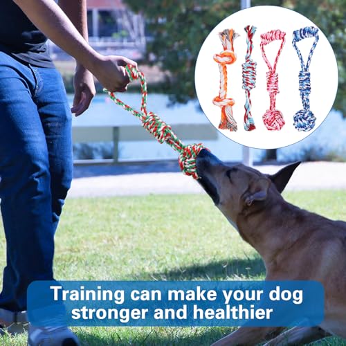 Hiboom 30 Pcs Rope Dog Toys for Aggressive Chewers Heavy Duty Dog Chew Toys for Medium Large Dog Cotton Dog Toys War Dog Toy for Teeth Cleaning