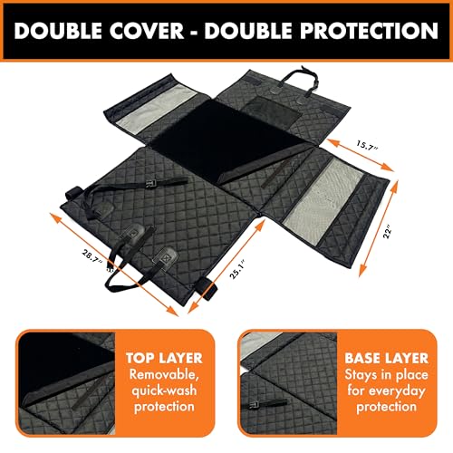 Half Hammock Dog Seat Cover for Back Seat - Waterproof Half Backseat Dog Cover, Space Saving Split Seat Design, Universal Fit & Heavy Duty Pet Restraint - color: Black Large