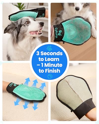 Pet Hair Removal Glove for Dogs & Cats, 2-in-1 Double-Sided Pet Grooming Tool, Electrostatic Pet Hair Remover Glove for Clothes & Furniture + Silicone Brush for Deshedding Pets - color: 1PCS