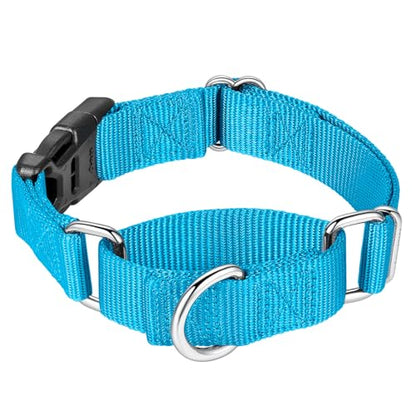 Mikivery Martingale Collar for Dogs Nylon Dog Collar with Quick Release Buckle Adjustable Training No Slip Dog Collars(Large, Ice Blue) - color: Ice Blue, size: Large