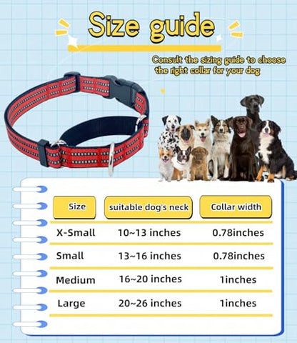 Martingale Dog Collars with Quick Release Buckle, Heavy Duty Nylon Reflective Dog Collar, NO Pull Walking Training Collar for Large, Medium, Small Dogs (Red, Small) - color: Red, size: Small