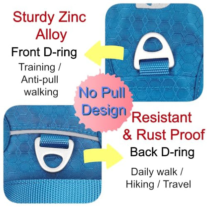 No Pull Dog Harness Front Clip Heavy Duty Reflective Easy Control Handle for Small Medium Large Dog (Blue, M) - color: Blue, size: M