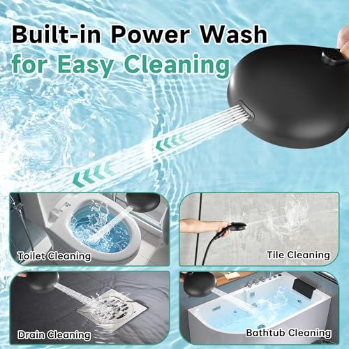 BRIGHT SHOWERS High Pressure Shower Head with Handheld, 9 Spray Settings Showerhead Built in Power Wash to Clean Tub and Pets, Extra Long 69" Hose, Adjustable Bracket, Matte Black - color: Matte Black, style: 1.8 GPM | 9 Modes
