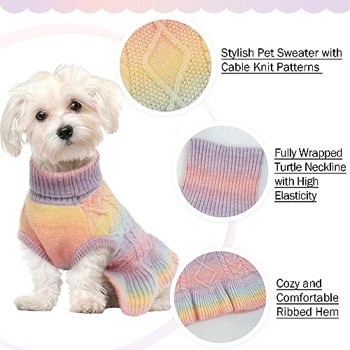 QBLEEV Girls' Small Dog Sweaters - Soft, Warm Winter & Fall Pullover Sweaters with Turtleneck & Vest Options for Female Puppies & Dogs - XS - color: Gradient Pink, size: X-Small