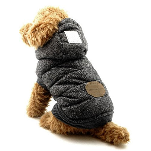 Fleece Dog Hoodie Winter Coat for Small Boy Dog Cat Puppy Cotton Hooded Jacket Chihuahua Clothes Grey XXL - color: Gray, size: XXL