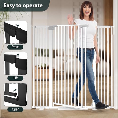 51'' Extra Tall Cat Gate Barrier for Doorways Hallways, Pressure Mounted Pet Dog Gates No Drilling Auto Close, Cat Fence Indoor Climb Proof 30-32.6'' Wide (Black) - size: 30''-32.6''Wide