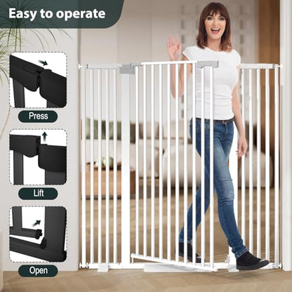 51'' Extra Tall Cat Gate Barrier for Doorways Hallways, Pressure Mounted Pet Dog Gates No Drilling Auto Close, Cat Fence Indoor Climb Proof 30-32.6'' Wide (Black) - size: 30''-32.6''Wide