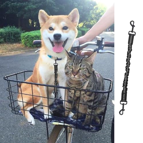 Dog Seat Belt for Bike Basket, Bike Leash, Retractable Bicycle Dog Seatbelt Seatbelt Extender for Bicycle Baskets, Racks or Pet Carriers (Black)