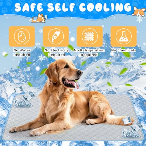Nuanchu 4 Pack Dog Cooling Mat for Large Dogs, 39'' x 28'' Self Cooling Dog Pad with Storage Bags Pet Bed Blanket for Dogs, Breathable & Washable for Summer Indoor Outdoor Crate Car Seat Travel - size: Large(39'' X 28")