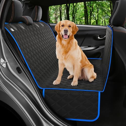 Petloox Dog Car Seat Cover for Back Seat, Waterproof Hammock for Car, SUV & Truck, Non-Slip Backseat Cover for Dogs, Heavy-Duty Dog Hammock Style Seat Protector Pets, Easy to Install & Clean - color: Blue, size: Standard (58"x54")