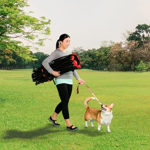 Carlson 6-Panel Foldable and Portable Steel Pet Exercise and Play Pen, Indoor and Outdoor, with Carrying Case, Red - size: 6 Panel