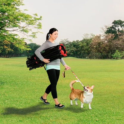 Carlson 6-Panel Foldable and Portable Steel Pet Exercise and Play Pen, Indoor and Outdoor, with Carrying Case, Red - size: 6 Panel