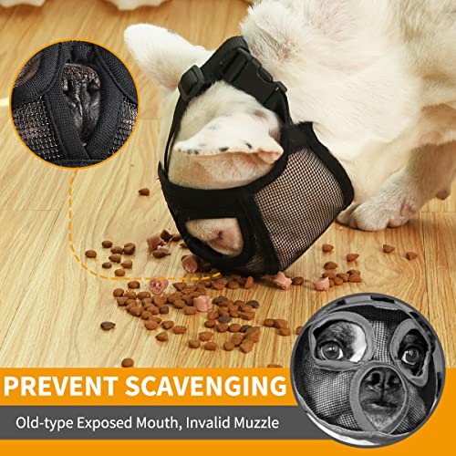 BARKLESS Short Snout Dog Muzzle, Breathable Mesh Flat Faced Muzzle for French Bulldog Shih Tzu and Pug, Mask Bulldog Mouth Cover for Biting Chewing Licking (Orang, L) - size: L (Head 20.5-23.0'')