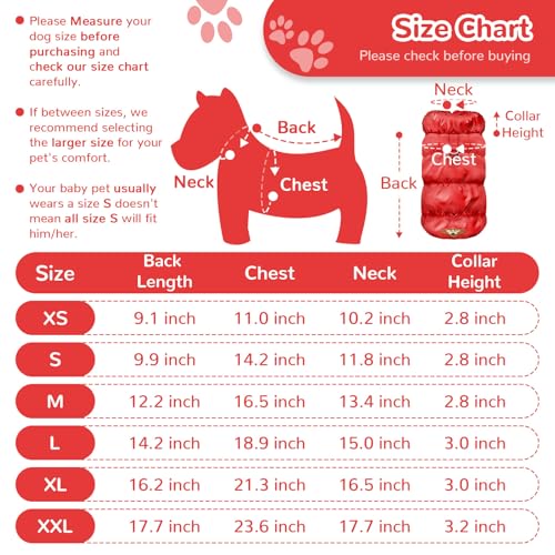 ABRRLO Winter Warm Dog Jacket for Small Medium Dogs Cat Cold Weather Coats with Harness Paded Dogs Fleece Vest Waterproof Windproof Dog Snow Jacket Pet Puppy Clothes (Red,XS) - color: Red, size: X-Small