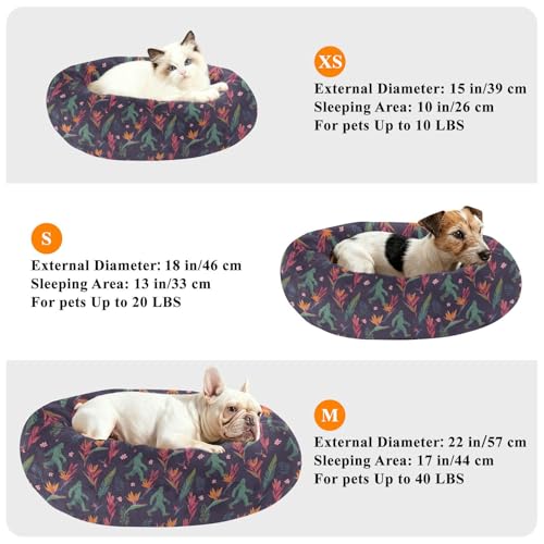 Calming Donut Dog Bed Ape-Man Orchid Green Design, 22" Washable Pet Lounger with Removable Cover, Cozy Cushion Comfort Nest for Medium Dogs - size: Medium