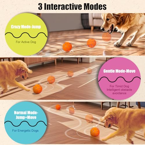 Interactive Dog Ball Toy, Smart Dog Toy for Medium and Large Dogs, Automatic Moving Rotating & Bouncing Ball, Durable E-TPU Material, IP54 Waterproof, Motion-Activated Dog Toy for Active Dogs - color: Orange