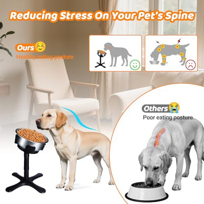 Elevated Adjustable Dog Bowl Feeding Stand, 3 Heights and Tiled Ajudst, Compatible with Moost Feeding Bowls, Great for Medium Large Dogs(2 Pack) - size: B - 2 Pack