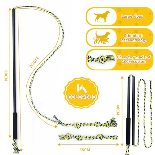 Interactive Flirt Pole Toy for Dogs Chase and Tug of War,Durable Teaser Wand with Pet Fleece Rope Tether Lure Toy to Outdoor Exercise & Training for Small Medium Large Dogs (Black) - color: black