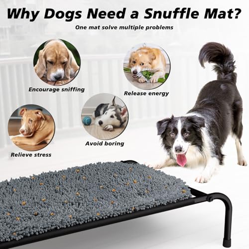 Rundik Elevated Dog Bed with Snuffle Mat Feature 2 in 1, Raised Dog Bed for Indoor and Outdoor Use Portable Warm Pet Cot with Puzzle Feeding Game for Slow Eating, Suitable for Small Medium Large Dogs - size: 23'' x 40''
