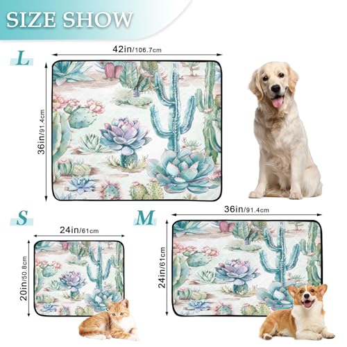 Qilmy Cactus Pet Mat, Waterproof Reusable Dog Training Pad Anti-Slip Pet Creat Pad for Small Medium Large Dogs and Cats - size: Smallx3