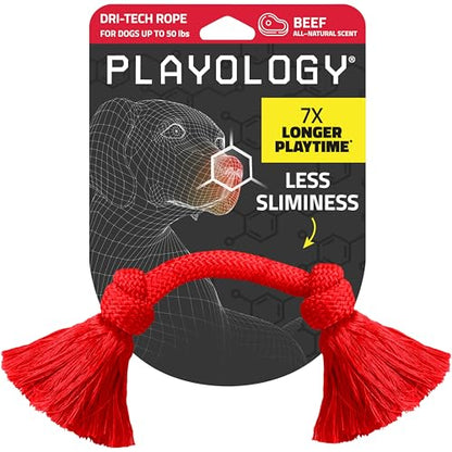Playology Dog Toys | Dri-Tech Rope Tug of War Dog Toy for Tough Chewers | Beef Scented Medium Tug Rope Toys for Dogs - size: Medium, style: Beef