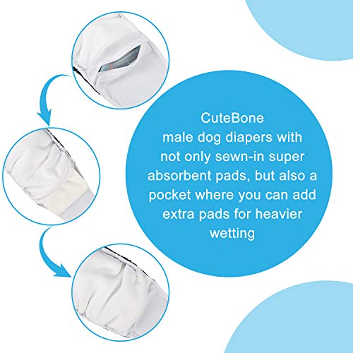 CuteBone Dog Diapers Male 4 Pack Puppy Wraps Reusable Doggie Belly Bands for Male Dogs Small Medium Large - size: XL(21"-27")