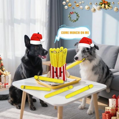 YZHDUXIU Dog Squeak Toys, 5 Pack Christmas French Fry PlushToys Interactive Cute Dog Toys for Small Dogs Holiday Dog - color: Red French Fry