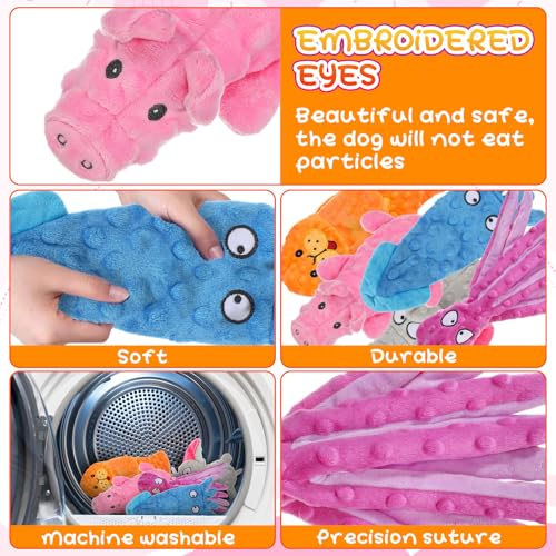 Sratte 10 Pcs Soft Dog Squeaky Toys No Stuffing Crinkle Dog Toy for Aggressive Chewers Durable Plush Teething Puppy Squeak Animals Chew for Small Medium Large Pets, 10 Styles(Assorted Style) - style: Assorted Style