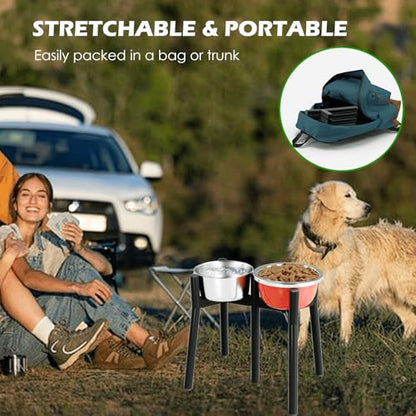 2-in-1 Adjustable Elevated Dog Bowls Stand for 7-10.6" Wide Bowls, Raised Dog Food & Water Bowl Stand, 13.7" Height (Bowl Not Included) - color: Black-HL2, size: Height: 13.7", Width: 7-10.6"