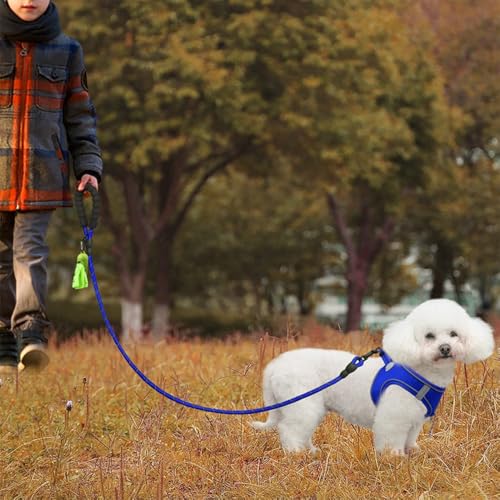 1 Pack 6 FT Heavy Duty Rope Dog Leash, Reflective Training Lead with Padded Handle, Tangle-Free Gear to Manage Large Medium Breeds, Navy Blue