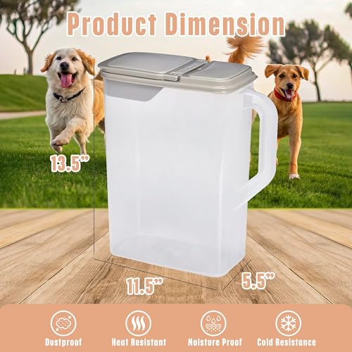 Buddeez Pet Food Storage Container - 8 Quart Capacity Dog/Cat Food & Bird Seed Container with Durable EZ Grip Handle, Flip Gray Lid (includes 1 Cup Clear Scoop) (Pack of 2) - size: 8 Pounds (Pack of 2)