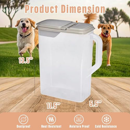 Buddeez Pet Food Storage Container - 8 Quart Capacity Dog/Cat Food & Bird Seed Container with Durable EZ Grip Handle, Flip Gray Lid (includes 1 Cup Clear Scoop) (Pack of 2) - size: 8 Pounds (Pack of 2)