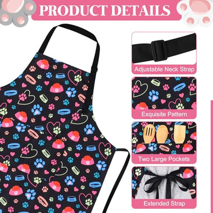Dog Grooming Waterproof Apron with 2 Pockets, Cute Animals Puppy Dog Pets Apron - style: Dog Collar and Bowl