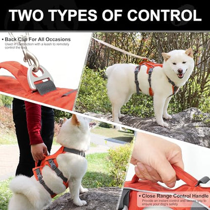 Escape Proof Dog Harness Small Sized Dog, Lightweight Full Body Pet Vest with Lift Handle & Leash Clip, Reflective Adjustable No Slip Dog Harness for Daily Walking(Vermilion,Chest:16-27") - color: Vermilion, size: S: Chest 16-27", Fit 12-25 lbs
