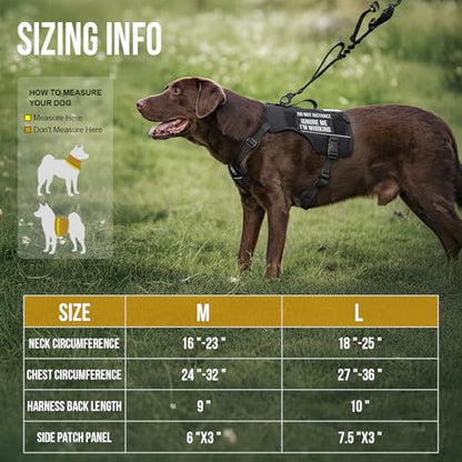OneTigris Sentinel Pink Service Dog Vest with Patches, Reflective Lightweight Service Dog Harness with Pockets for Medium Large Dogs (Black, M: Neck 16-23", Chest 24-32") - color: Black, size: M: Neck 16-23", Chest 24-32"