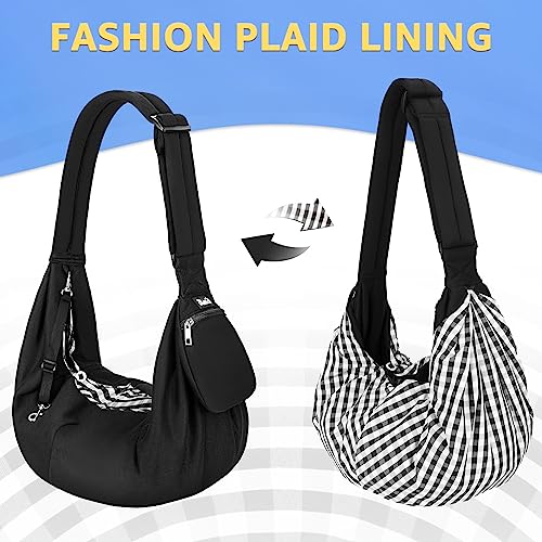 SlowTon Dog Carrier Sling - Thick Padded Shoulder Strap Adjustable Dog Carriers for Small Dogs, Puppy Carrier Purse for Pet Cat with Front Zipper Pocket Safety Belt Machine Washable (Dark Black, M) - color: E-Ink Knitted Fabric