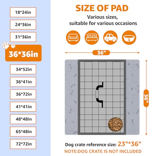 Washable Pee Pads for Dogs, 2Pack Puppy Pads Washable,Absorbent Reusable Whelping Pads, Non-Slip Dog Mats with Bone Print for Floor Protector, Couch Cover, Crate, Potty Training 36x36 - size: 36X36" (Pack of 2)