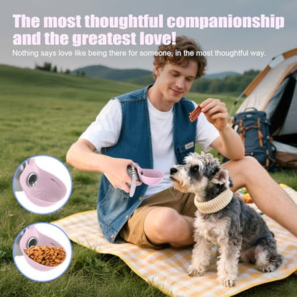 Portable Dog Water Bottle 10oz Stainless Steel Travel Dog Water Dispenser with Bowl No-Spill Puppy Water Bottle for Walking Hiking Small Dog Water Bottle - color: Pink