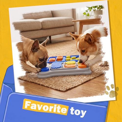 Dog Puzzle Toy Enrichment Toys, Interactive Dog Toys for IQ Training & Mental Stimulation, ABS Easy Clean Detachable Tray Non-Slip Base, Treat Slow Feeder for Smart Dogs, Blue - color: Blue