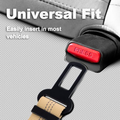 Plutus Pet Dog Seat Belt for Car, Adjustable Dog Car Harness with Carabiner Clip, Reflective Safety Dog Seatbelt Leash with Elastic Bungee, Beige - color: Beige